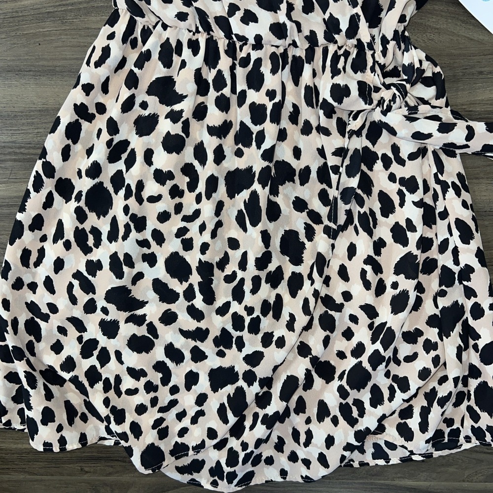 French Grey Animal Print Wrap Dress Sz S - Picture 4 of 6